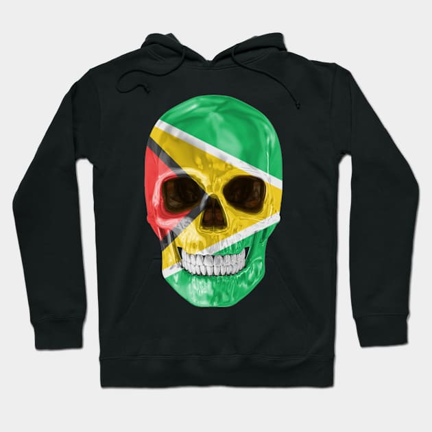 Guyana Flag Skull - Gift for Guyanese With Roots From Guyana Hoodie by Country Flags